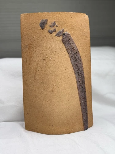 Handmade Vintage Ceramic Pocket Vase Brown Orange 27.5" Southwest Pottery