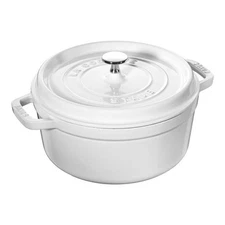 Staub Cast Iron 4 qt, Round, Dutch Oven, Pure-white