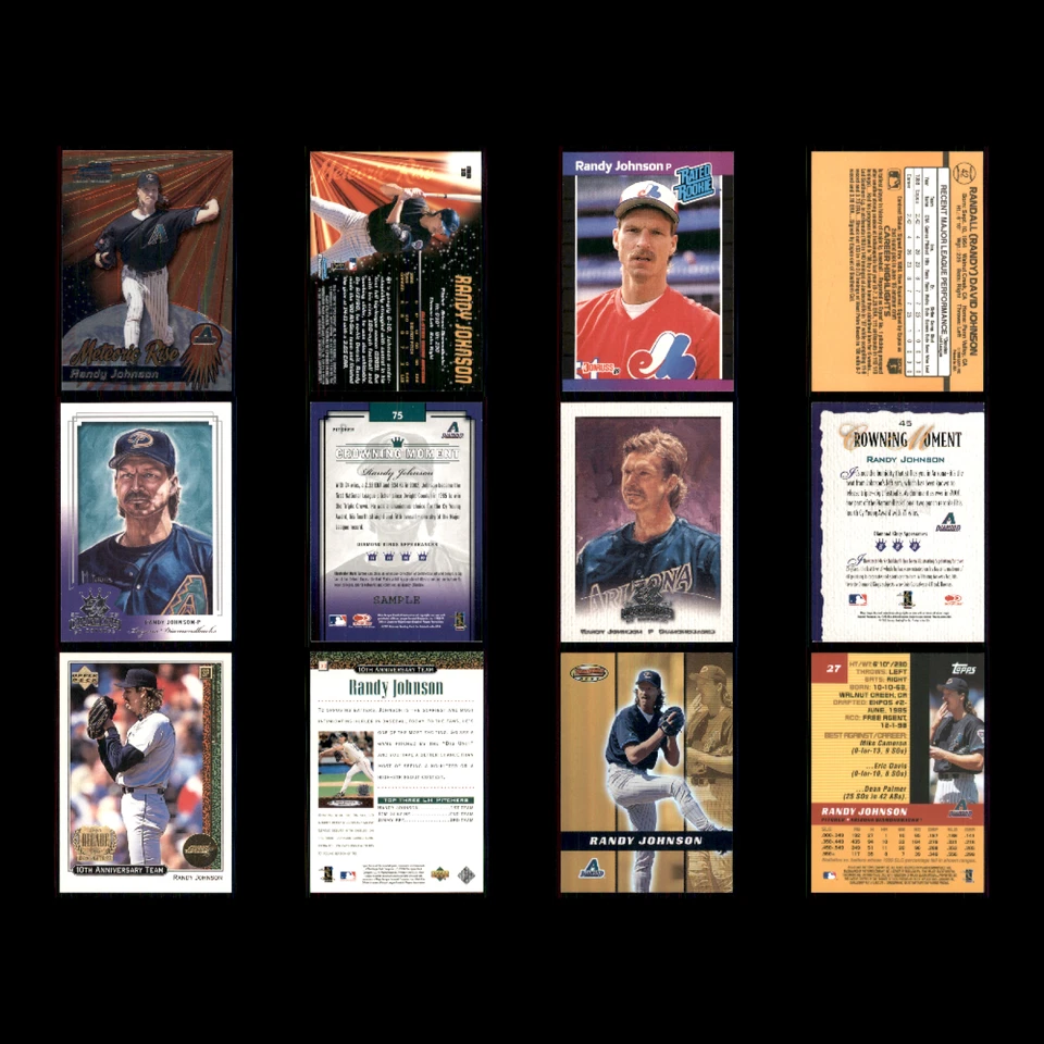 Lote de 100 tarjetas de béisbol Randy Johnson sin engaños colección Diamondbacks de los Marineros Foto 3 de 4