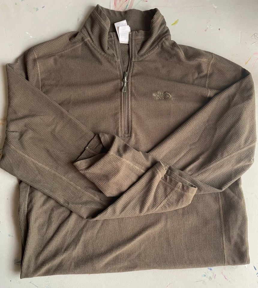 TheNorth Face Mens Quarter Zip Waffle Knit Pullover, Olive Green, Large - Image 3 of 4