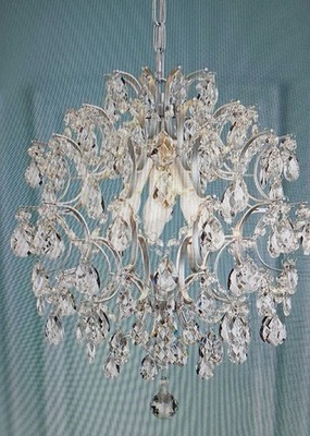 Bestier Silver Chandelier  Light Fixture, Crystal Raindrop Design, D16'' xH18''
