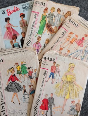 Vtg Barbie Doll Clothing Patterns 1960s Simplicity 4422 4510 5731 McCalls 4700