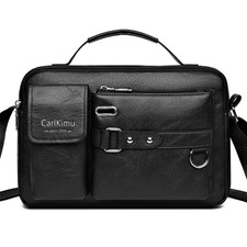 Men's Retro Messenger Bag with Waterproof Design Large Capacity Laptop Briefcase