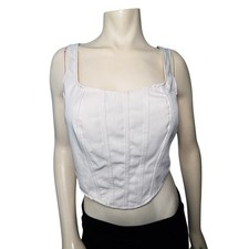 Sincerely Jules Corset Top Women Medium Cream Excellent Boning Square Neck Zip