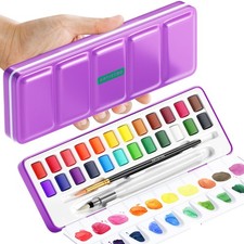 Watercolor Paint Set 24 Colors, Travel Watercolor Set in Portable Box, Mini W...