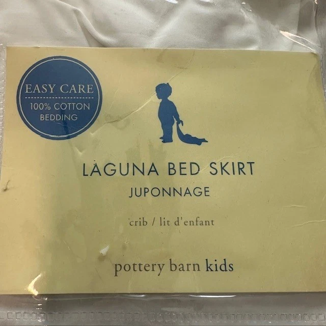 Falda Cama Pottery Barn Niños Laguna Cuna Blanco Azul Cuadros Juponnage Paquete Abierto Foto 2 de 2