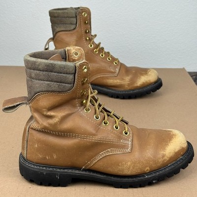 Mont Blanc Men's Leather Logger Work Boots Tan Size 10 (10.7'' Insole) Scuffed