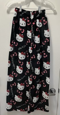 Hello Kitty Sanrio Women s Size: S/M Black Fleece Pajama Pants