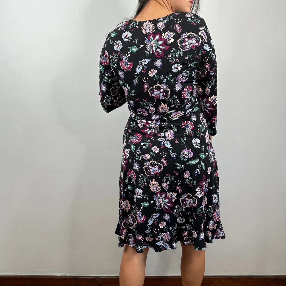 Vestido envolvente sintético floral negro Leota TALLA GRANDE Foto 4 de 4