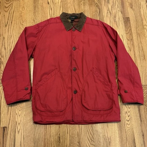 Vintage J. Crew Flannel Lined Chore Coat Jacket Men’s Large Red Barn 90s Vtg