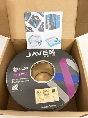 JAVEX CL3R 16-2 AWG In-Wall-Use OFC Speaker Wire 16-Ga,White (100ft) New-OpenBox