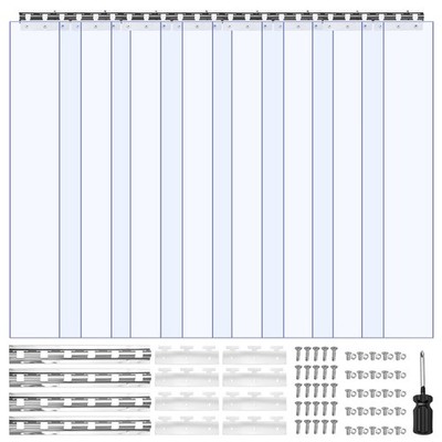 VEVOR 8x Streifenvorhang Lamelle Lamellenvorhang PVC Transparent 122x244cm