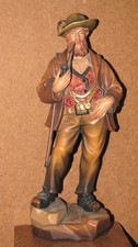 Handgeschnitzte Holzfigur Mann Pfeife Bauer Landmann ca. 29 cm handbemalt