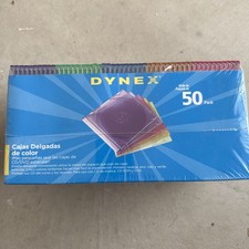 Dynex 50 Pack Slim CD DVD Jewel Cases Assorted Colors Sealed New