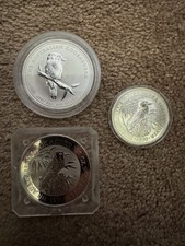 Back Date Australia 999 Silver Kookaburra Lot Of 3 Coins 5oz Total