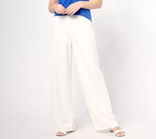 Dennis Basso Women's Pants Sz XL Luxe Crepe Wide-Leg White A644445