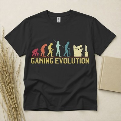 Gaming Evolution T Shirt Gamer Gift Funny Gaming Tee Gildan Heavy Cotton Top