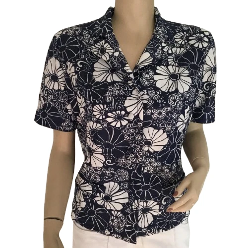 TAILLEUR JUPE VINTAGE A FLEURS DES ANNÉES 1970’S - Photo 2/4