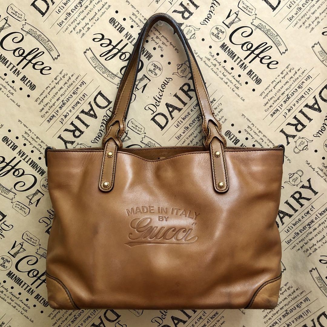 Gucci GG Canvas Tote Bag with Leather Trim and Diamante Details FP507 Japan