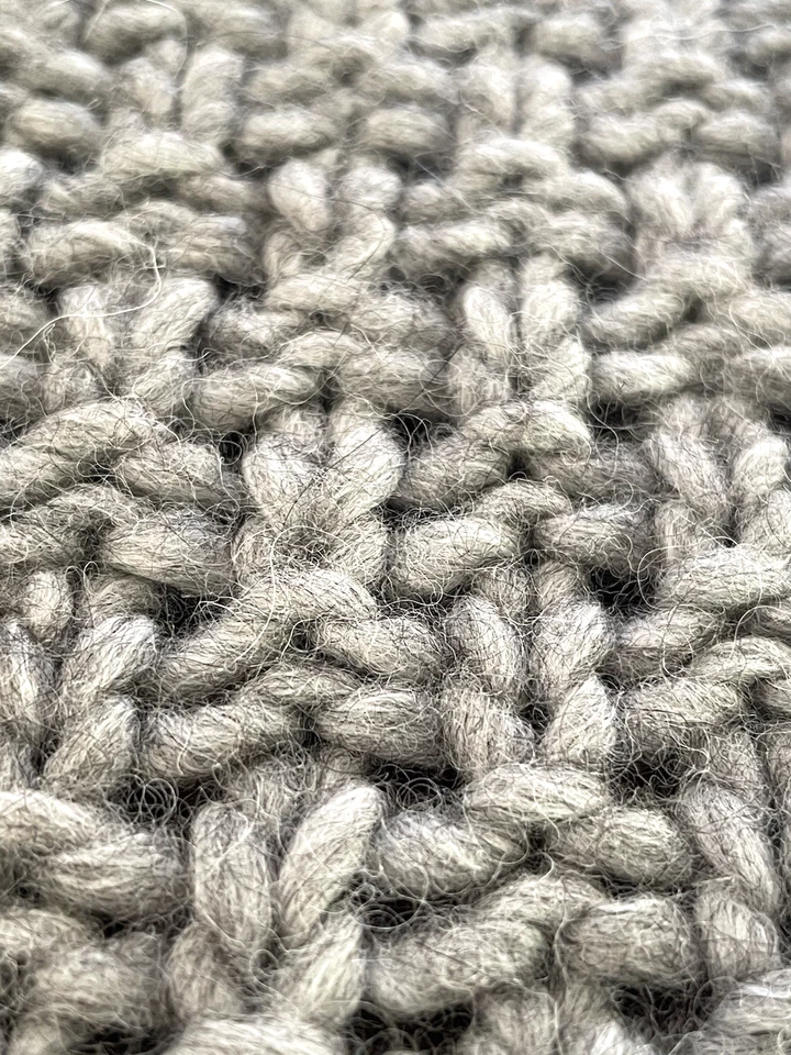 Manta Derecha Italia, Mezcla Lana Alpaca Tejida Gris Acogedora Clásica Foto 4 de 4