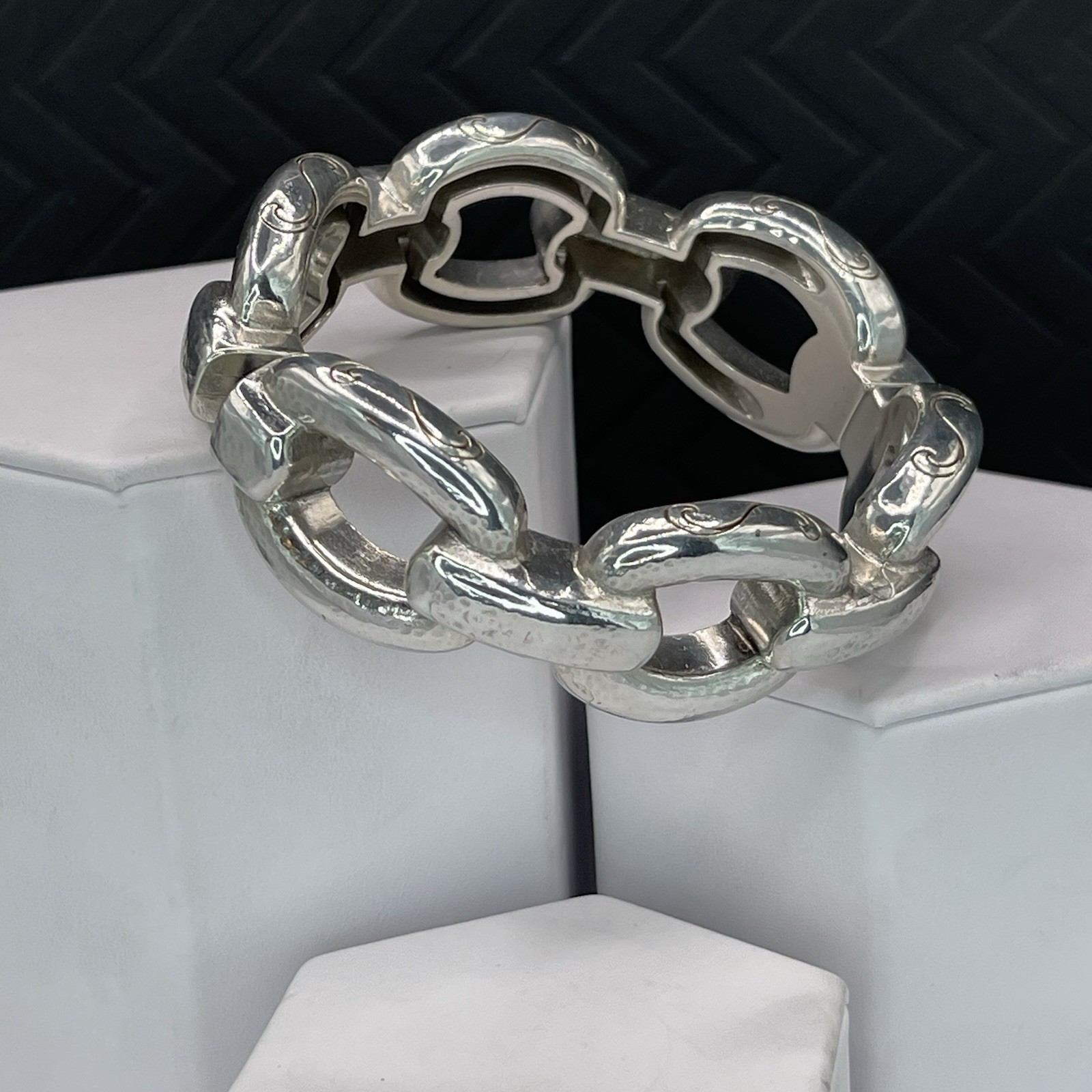 Brighton Interlocking Chunky Silver Tone Hinged B… - image 4