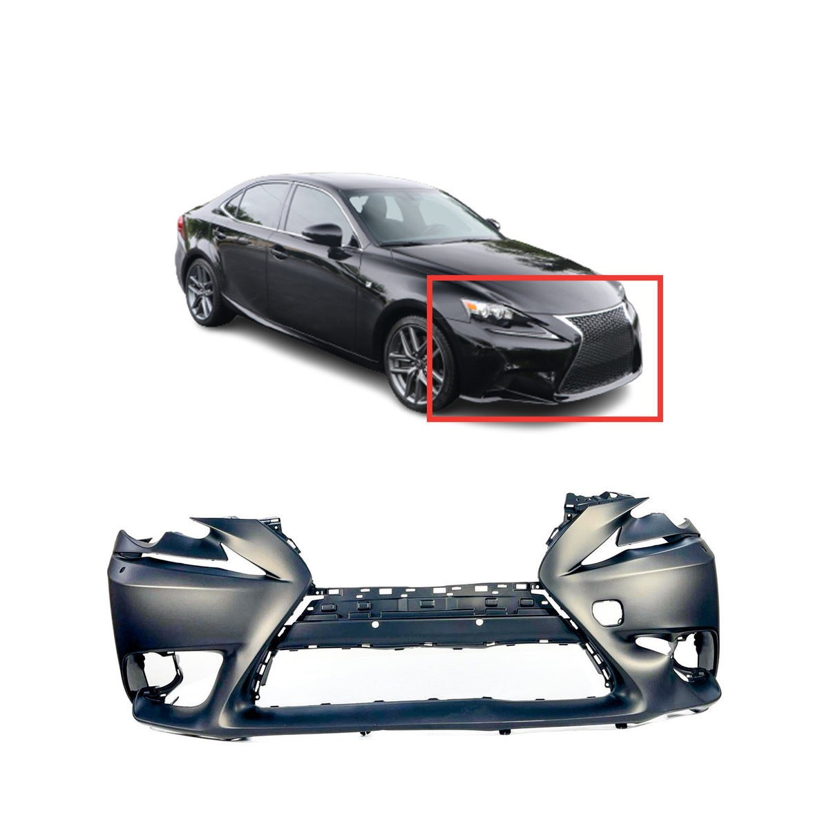 Front Bumper Cover for 2014-2016 Lexus IS200t IS250 IS350 w/Washer