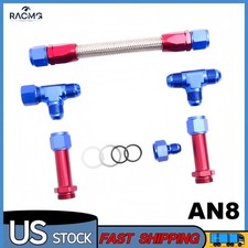 An8 Braided Dual Feed Carb Fuel Line Double Pump For 4150 Holley Carburetor