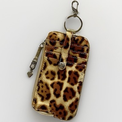 Brighton TWISTER Leopard Pattern Leather Key Chain Wallet Organizer ID Purse