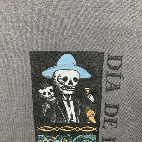 VTG Jose Posada Dia De Los Muertos Art T Shirt Santa Barbara Museum Gray XL - Picture 3 of 16