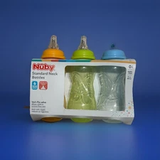 Nûby Non Drip 10 oz Standard Neck Bottles  3 count Brand New