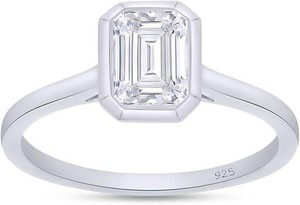 Authentic Solitaire Engagement Ring Set 8/9 Ct Lab Grown Diamond 925 Sterling Silver