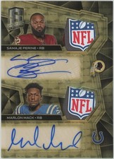 2017 Panini Spectra-Dual Relic/Auto-Samaje Perine/Marlon Mack-NFL Shields 1/1 RC