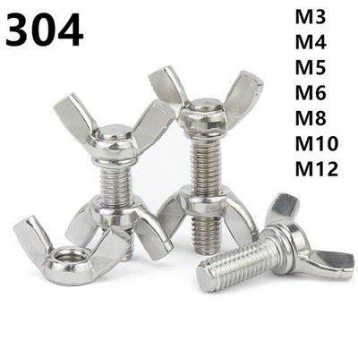 304 Stainless Steel Wing Thumb Screws With Wing Thumb Nut M3 M4 M5 M6 M8 M10 M12