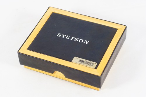 Stetson Bifold Wallet Men's Black Leather Wood Presentation Box 12458 - Afbeelding 10 van 10