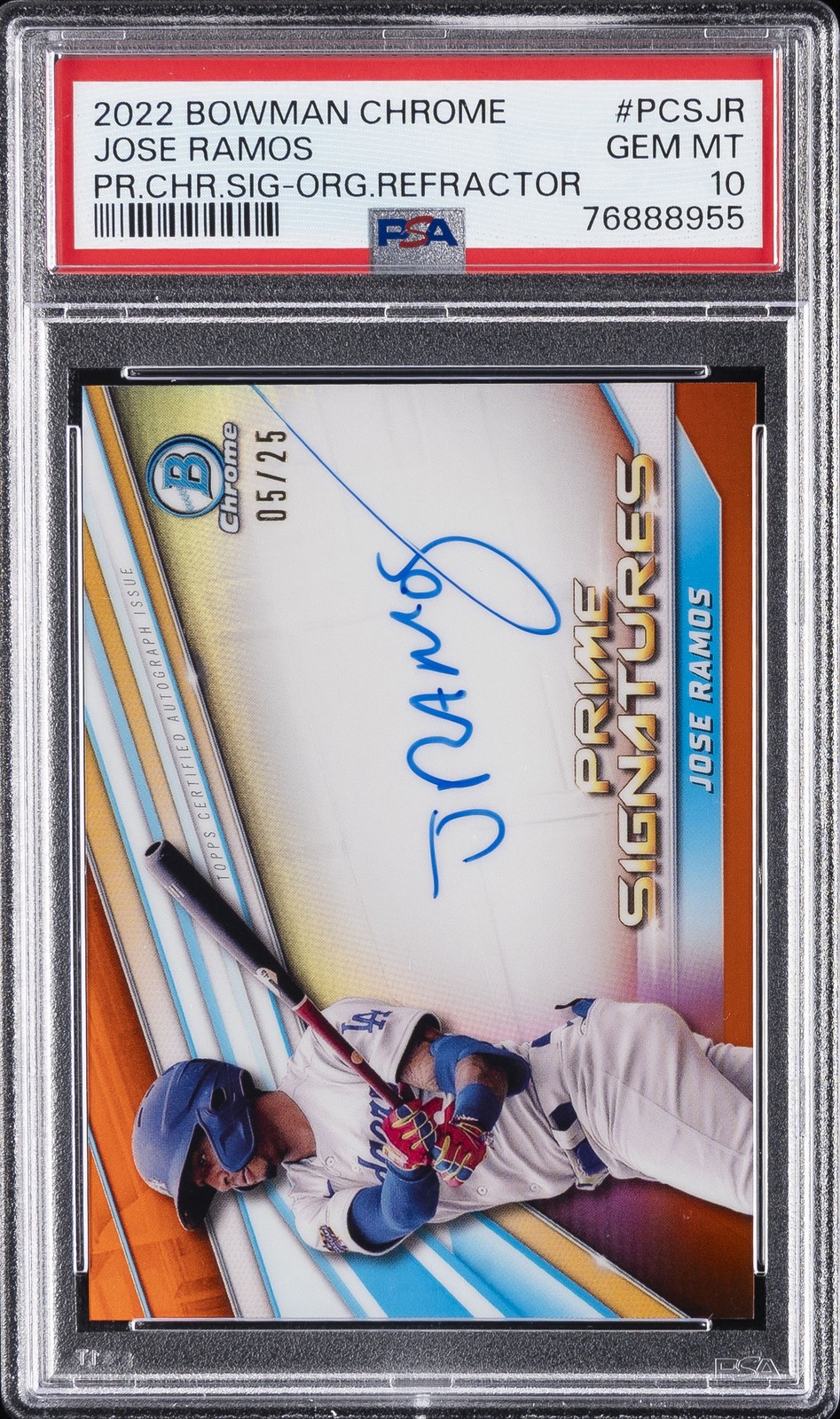 2022 BOWMAN CHROME PRIME CHROME SIGNATURES #PCSJR JOSE RAMOS 5/25 PSA 10 AUTO view 1