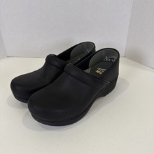 Dansko XP 2.0 Black Leather Clogs Womens 38 7.5-8 Professional Slip On Comfort