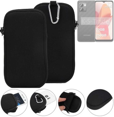 Housse Protection Néoprene Pour Huawei P30 - Noire - Fermeture Zip + Clip Ceinture