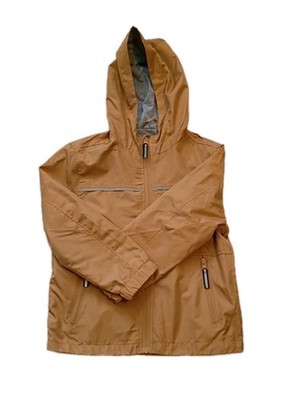 Distortion Preformance jacket Size 5/6 Youth Windbreaker Hooded Brown Reflective