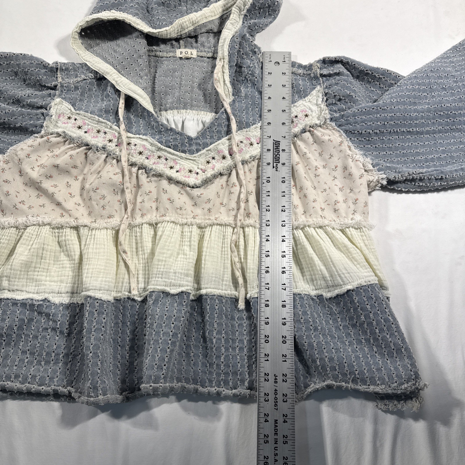 POL Hooded Patchwork Pullover Jacket Hoodie Flora… - image 6