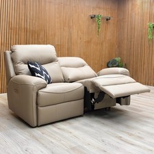 Furniture Village G Plan 'Amesbury' 2 Seater Sofa Taupe Leather Power Recliner