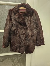 Real Coney Fur Vintage Jacket , Burgundy, Size UK 10