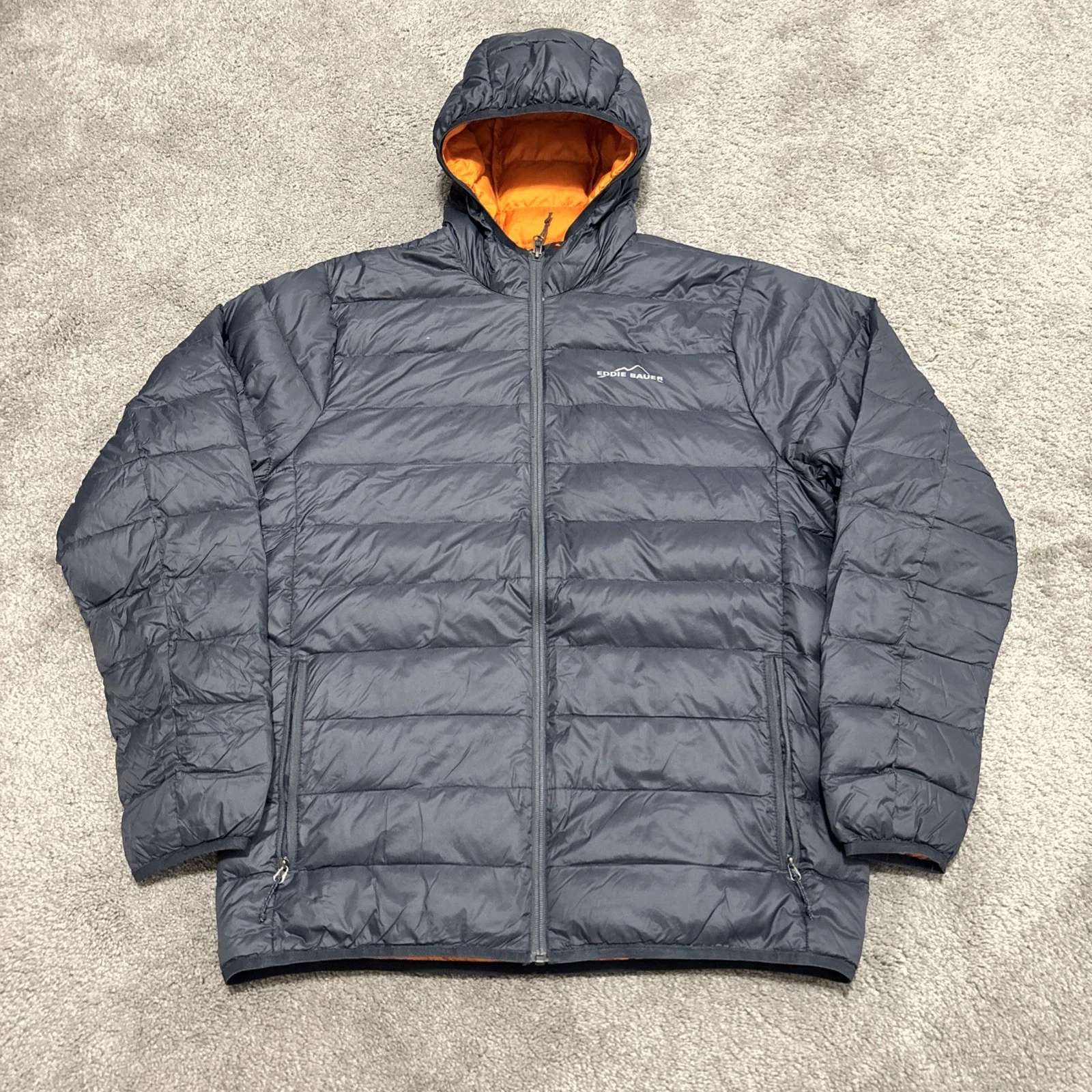 Eddie Bauer Mens Medium Down Puffer Jacket Hooded 650 Fill EB650 Zip Coat