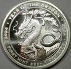 2024 LUNAR DRAGON YEAR OF THE DRAGON 1 Troy oz .999+ FINE SILVER ROUND BU