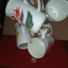 Set Of 6 Royal Cauldon Mugs / FLOWERS OF THE CARIBBEAN.