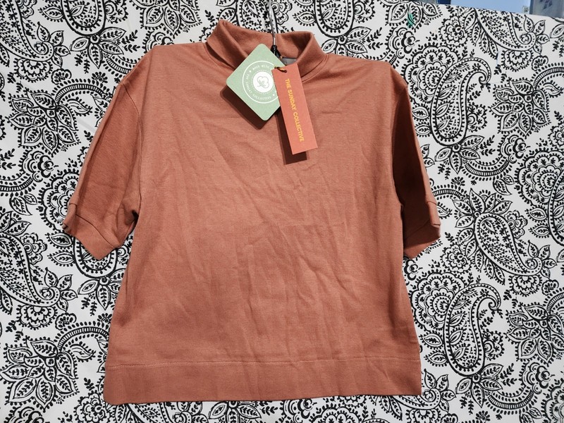The Sunday Collective Short Sleeve Turtleneck Top Cedarwood Size 8Y NWT