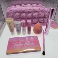 Ulta Beauty 9 Piece Gift Set + Lilac Makeup Bag Eyeshadow Mascara Sponge Primer