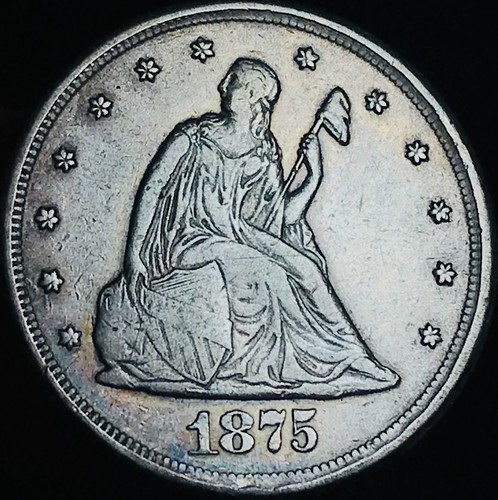 1875 CC Twenty Cent Piece 20C Ungraded Choice 90% Silver US Coin CC27328 - Picture 5 of 8