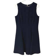 Eliza J Navy Blue Sleeveless Fit Flare Dress Women Size 12 Gold Zipper Lined