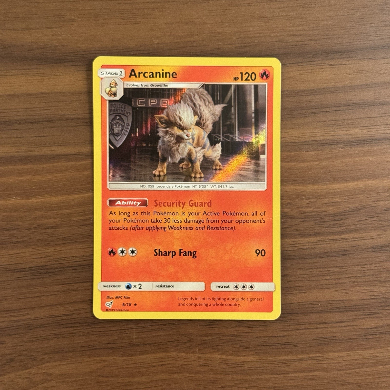 Arcanine 6/18 Holo NM Detective Pikachu Pokemon Card TCG