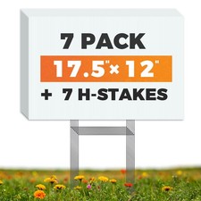Blank Yard Signs with H-Stakes, 17x12 inches, Double-Sided, White Corrugated ...